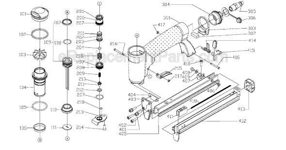 Page A Diagram and Parts List for US585  Porter Cable Nailer